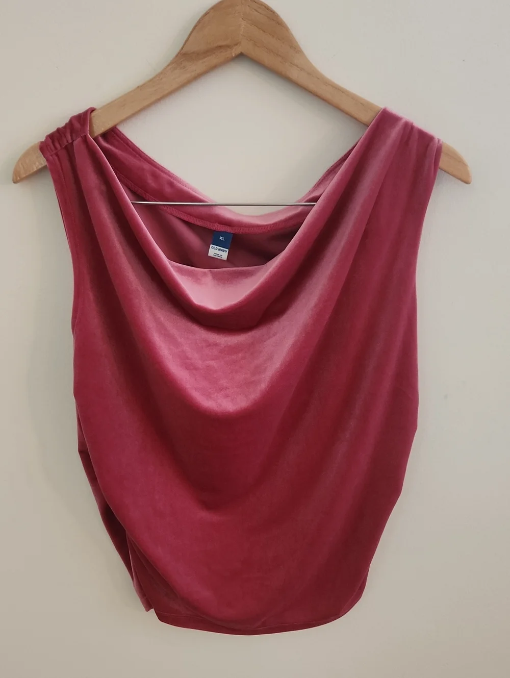 Old Navy Velvet Ruched Top XL Pink Rose - Picture 2 of 6